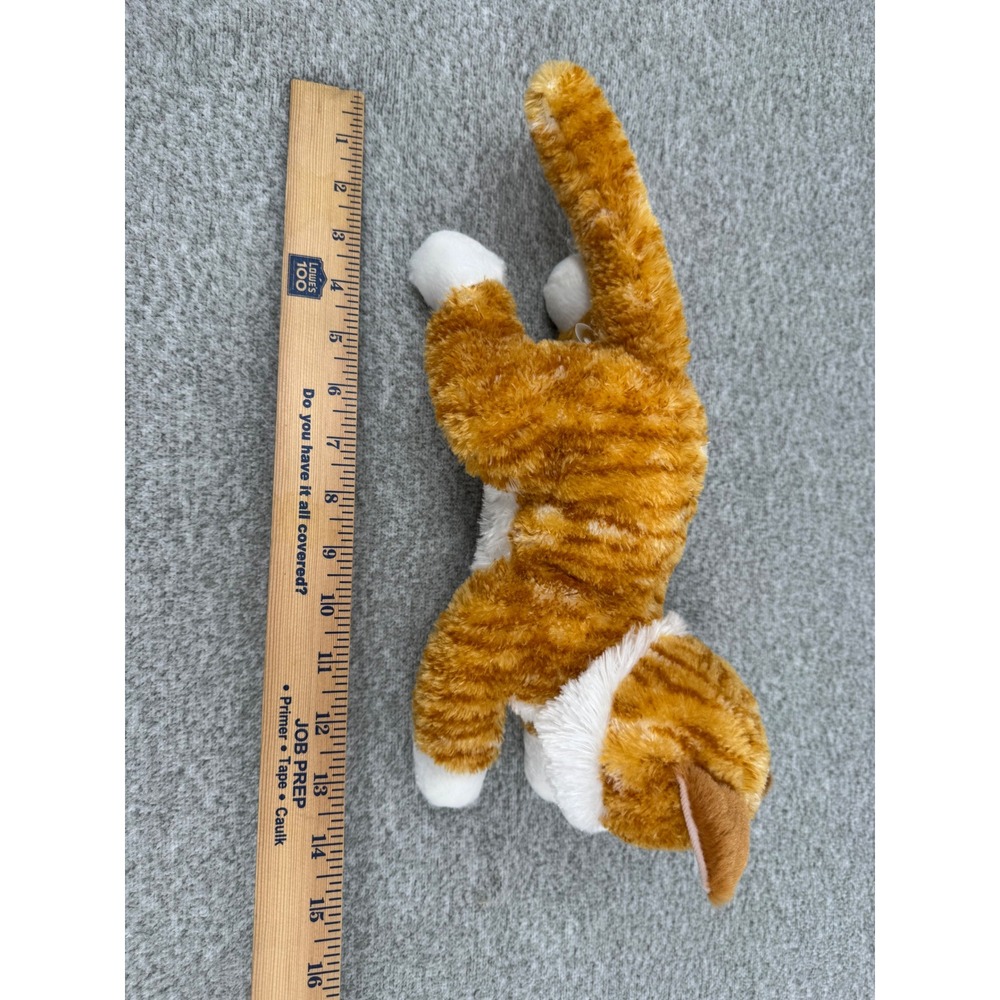 Aurora Orange Tabby Cat Plush 12 Inch Ginger White Stuffed Animal Green Eyes - Picture 8 of 8